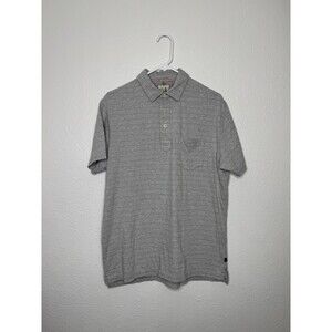 Relwen Polo Shirt Mens Large Gray Striped 100% Cotton Short Sleeve Pocket Casual